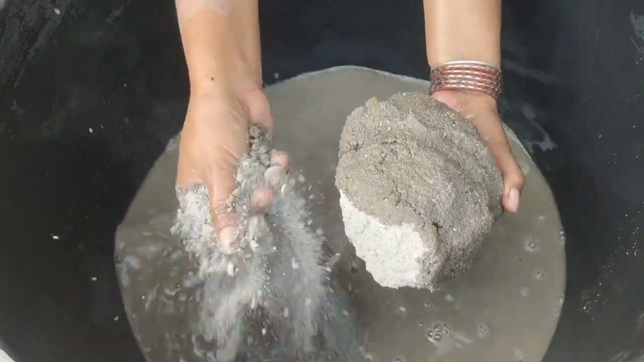Dusty 🌪️ gritty sand cement crumbling in water 💦