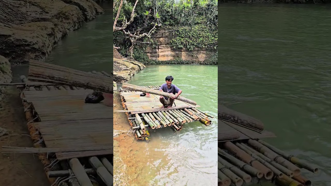 Dengan membuat rumah rakit hidup tenang dan nyaman di tengah hutan
