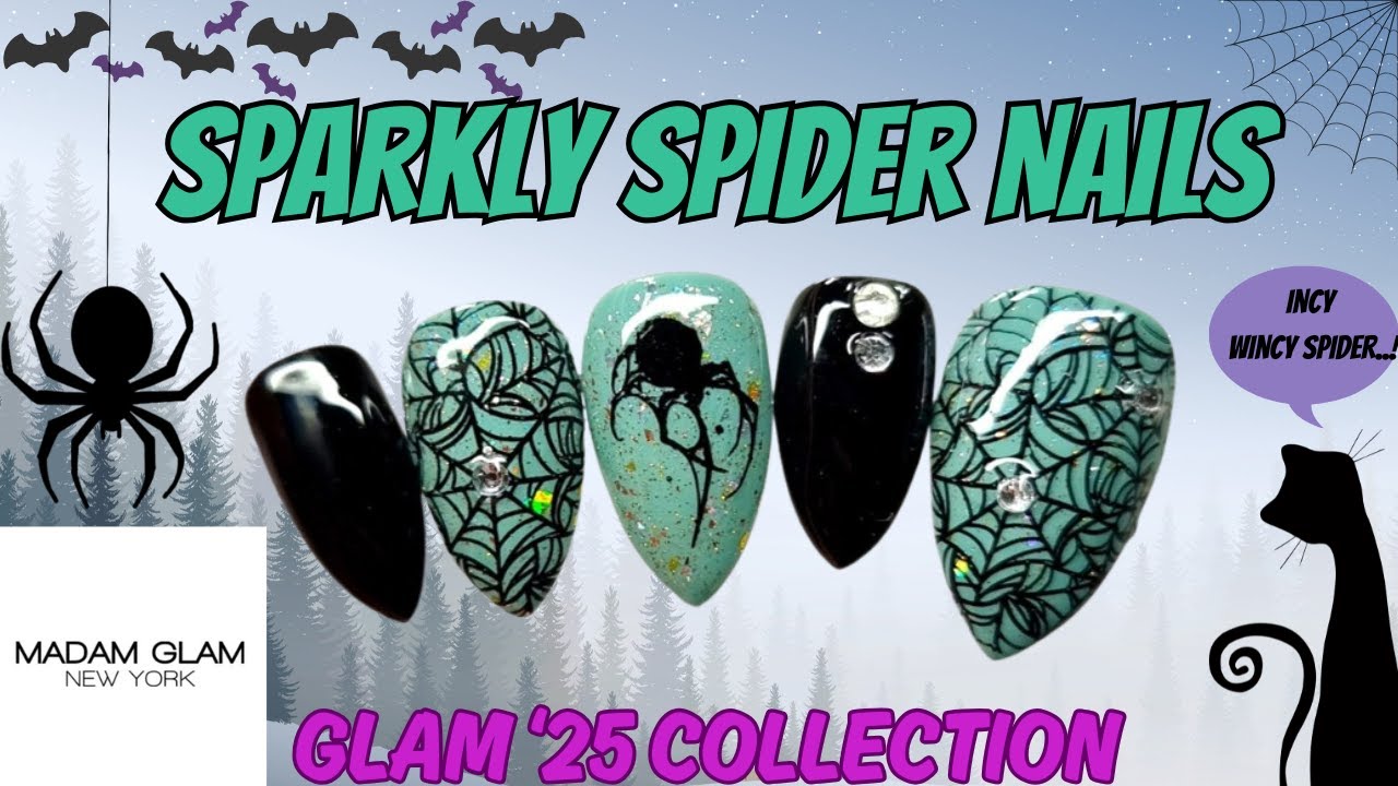 Sparkly Spider Nails NEW Madame Glam collection GLAM '25 @madamglamofficial