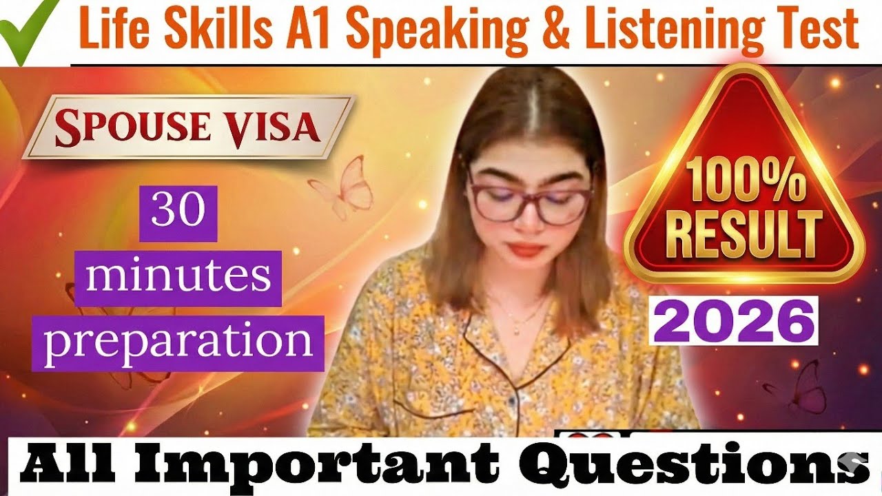Life Skills A1 IELTS UKVI Spouse Visa Test || Full Mock Test || A1 Speaking and listening test 2024
