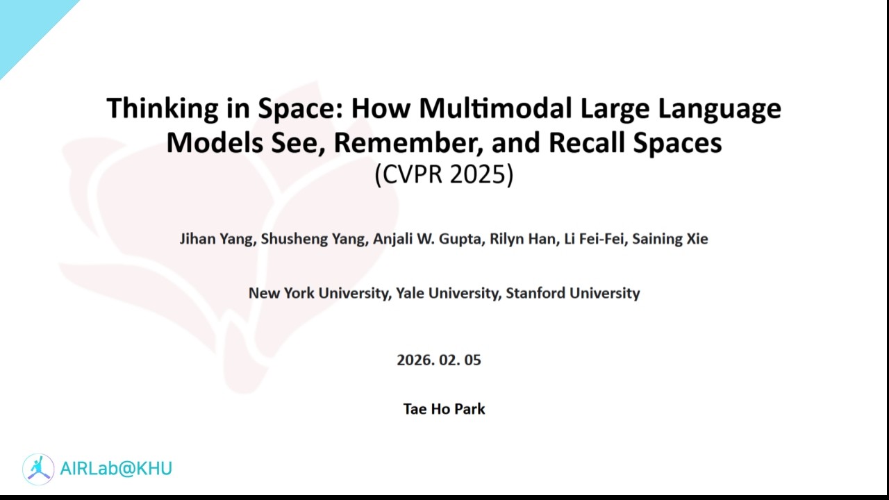 한 장으론 안 돼. 공간은 ‘흐름’이다 🎥 Thinking in Space: How MLLMs See, Remember, and Recall Spaces