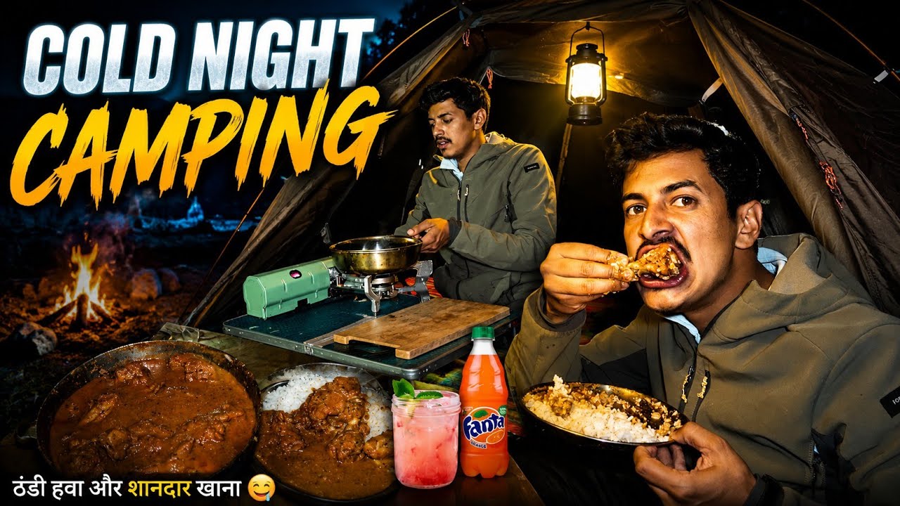 🥶 Cold Night Camping Alone in Mountains| Chicken Curry & Rice | Solo Camping India | Unknown Dreamer