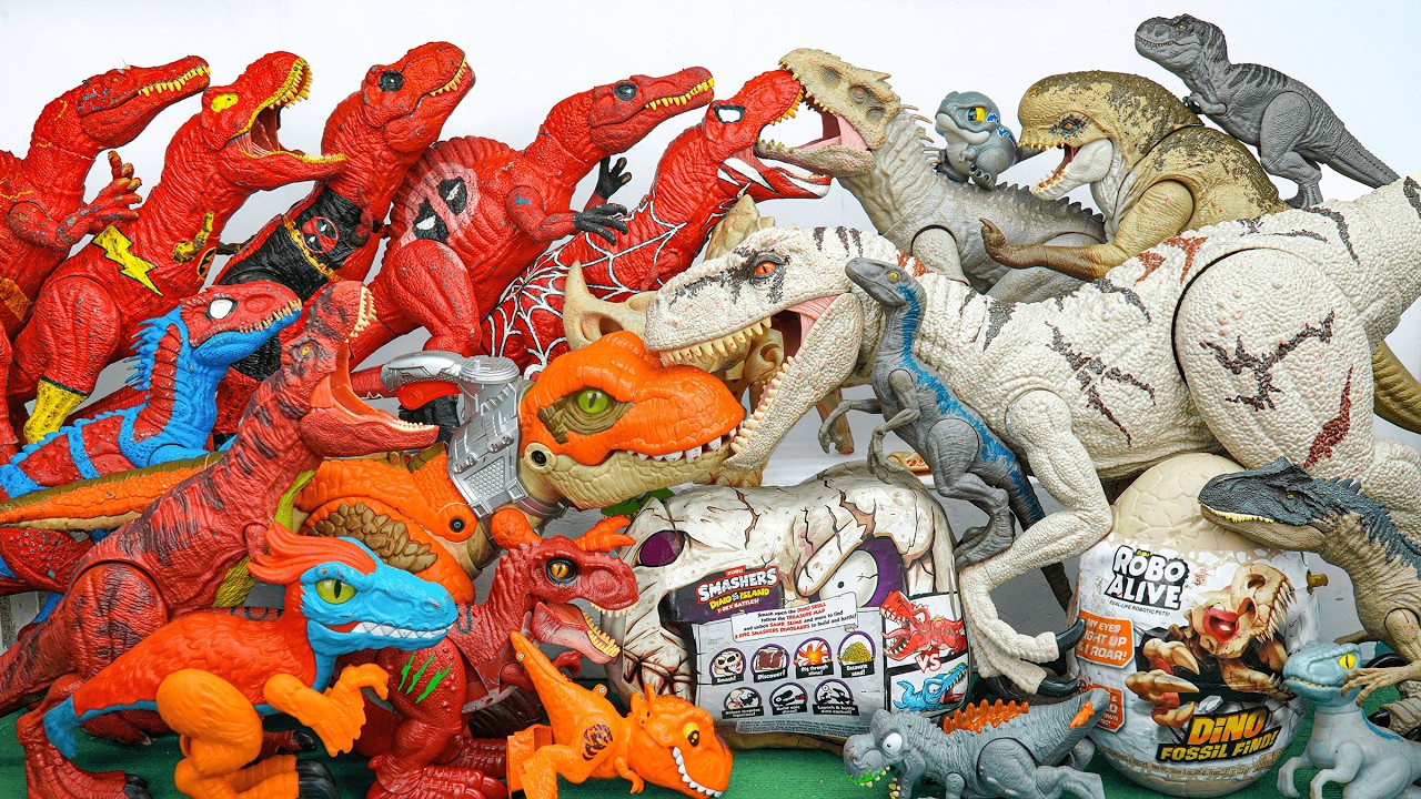 Unboxing de Dinosaurios Feroces: Trex Indoraptor Therizinosaurus Nasutoceratops Estixosaurio Raptor