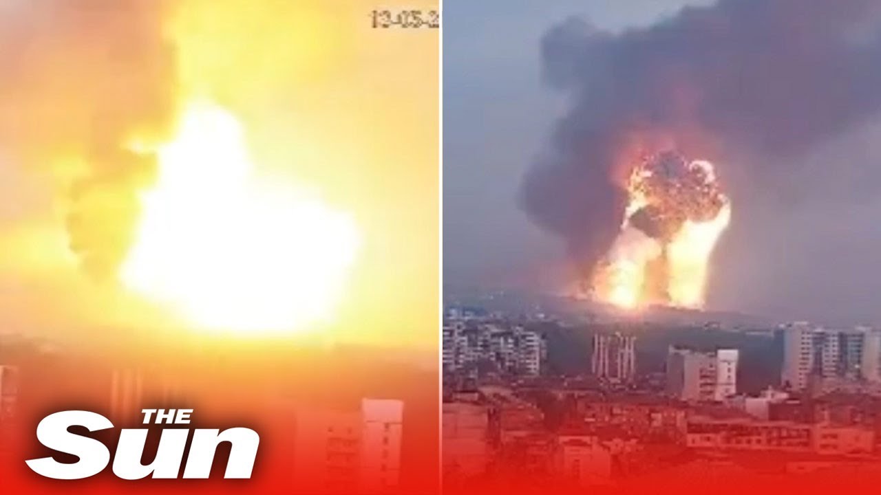 Huge fireball and mushroom cloud erupts over Ukraine as Russia attacks