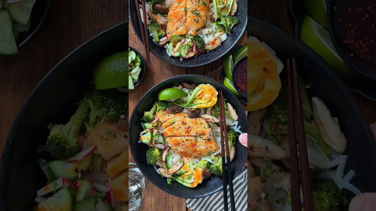 Weeknight Miso Black Cod Rice Noodle  Bowls (Air Fryer)