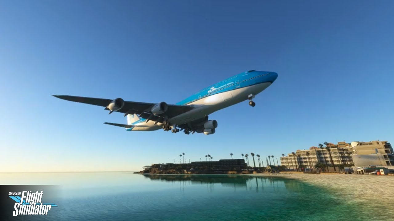 Pouso no CARIBE (St. Maarten) (TNCM) com o Boeing 747-8 da KLM