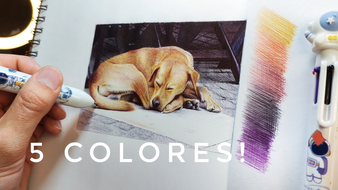 BOLÍGRAFO MULTICOLOR | Cómo Pintar un Perro con Tinta