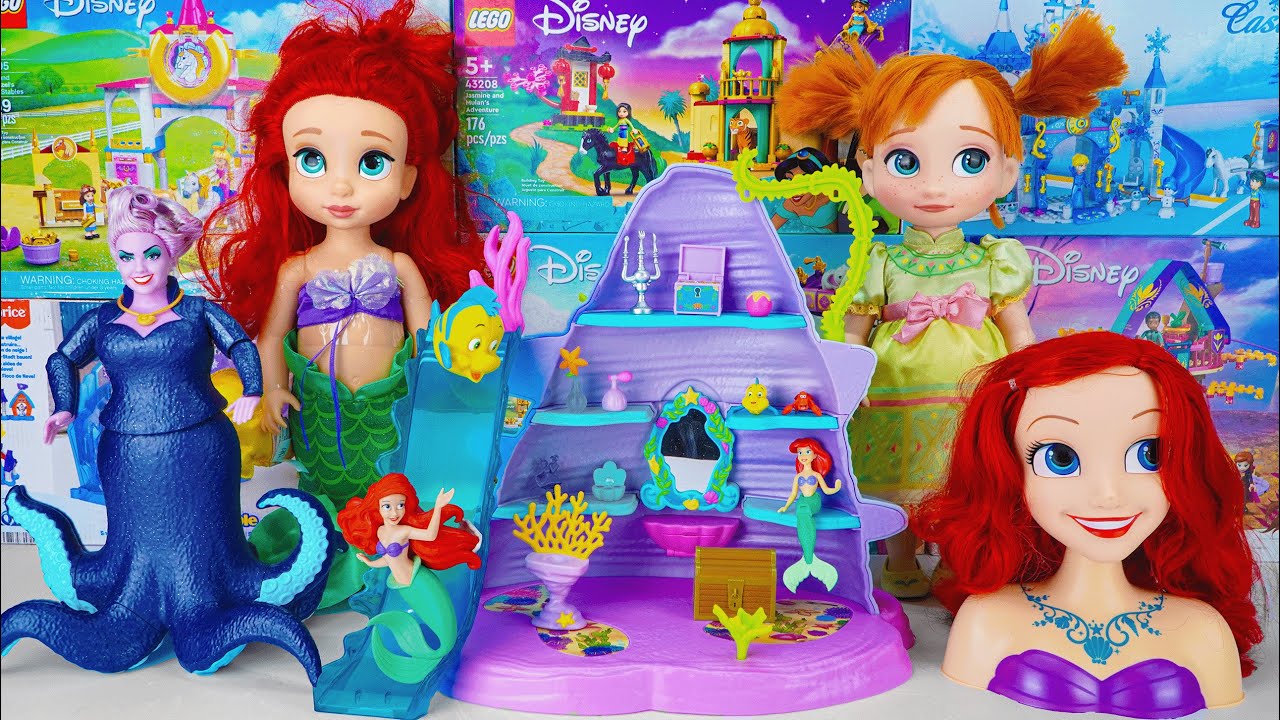 Disney Princess Toys Collection Unboxing | Disney Princess Ariel Mermaid Castle Toys 🐚💜 | ASMR Toys