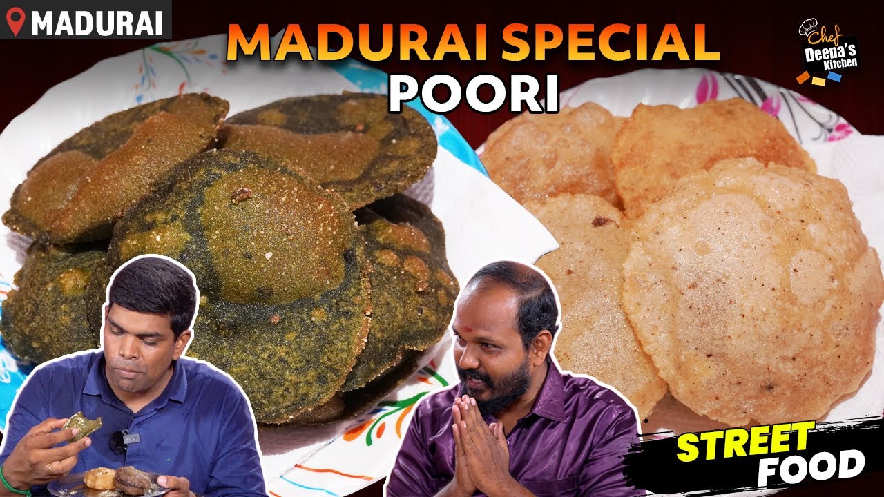 Madurai Street Food | முள்ளு முருங்கை கீரை பூரி | தேங்காய் பூரி | CDK 1242 | Chef Deena's Kitchen