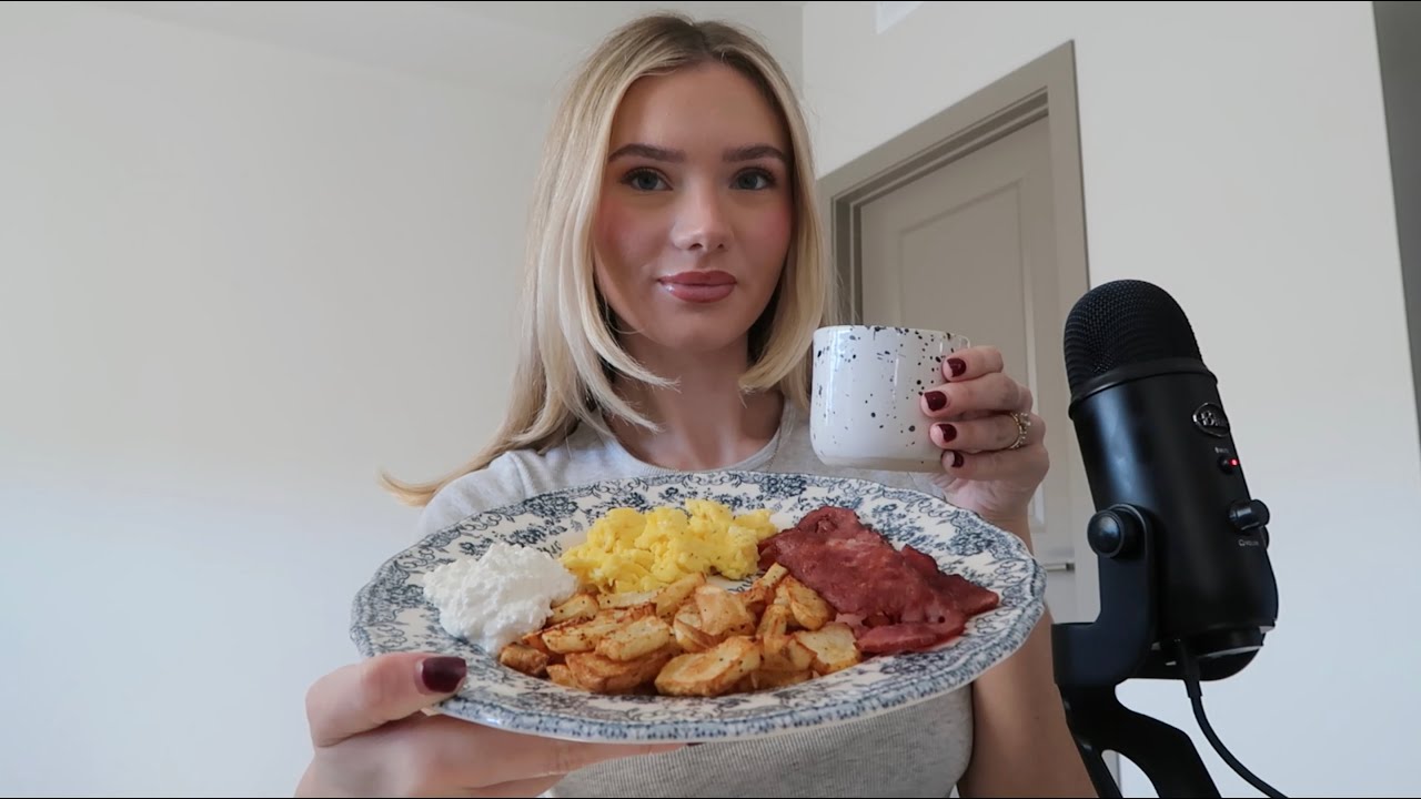 ASMR | eating breakfast + coffee *mouth sounds*