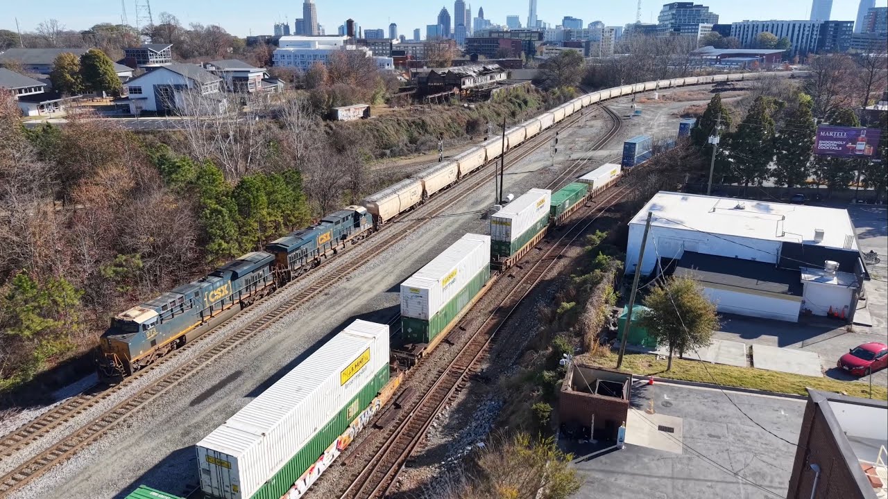 A CSX Grain Train Heads North, a Short P51, CSX Moves, Two NS Stacks and a Combo Train