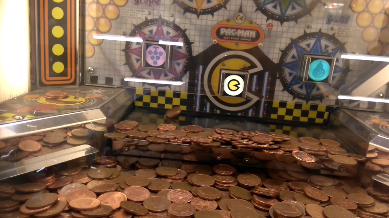 pac man 2p coin pusher classic machine WSM arcade 50p plays