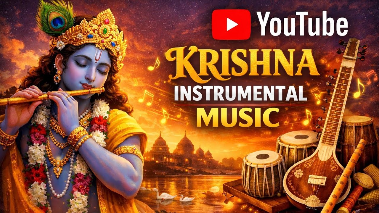 Krishna Instrumental Music 🎶 | Relaxing Flute Music of Lord Krishna | Peaceful Meditation Music