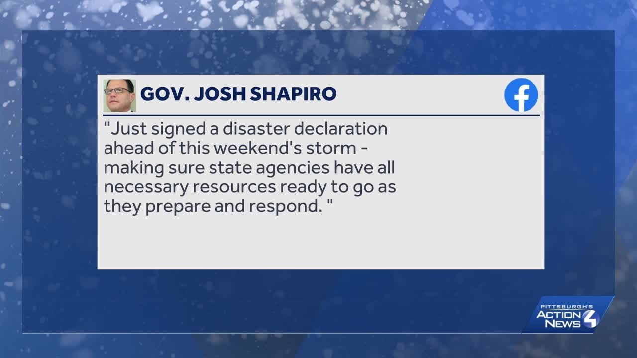 Pennsylvania Gov. Josh Shapiro signs disaster declaration ahead of snowstorm