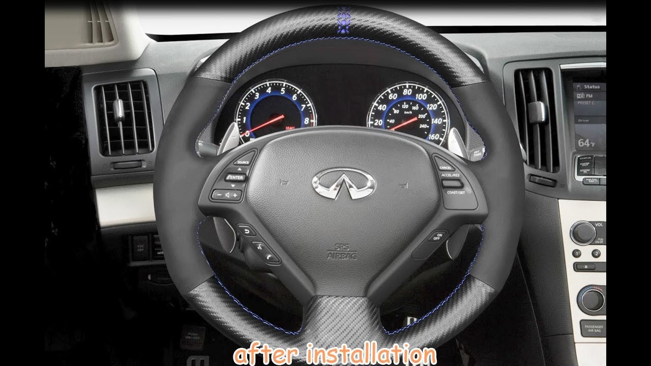 MEWANT---for Infiniti G25 G35 G37 EX35 EX37 Q40 Q60 2014 2015 Car Steering Wheel Cover Installation
