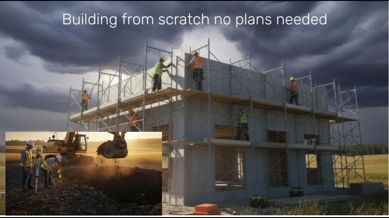 Construction sites with digger loaders and concrete.1.2 M.