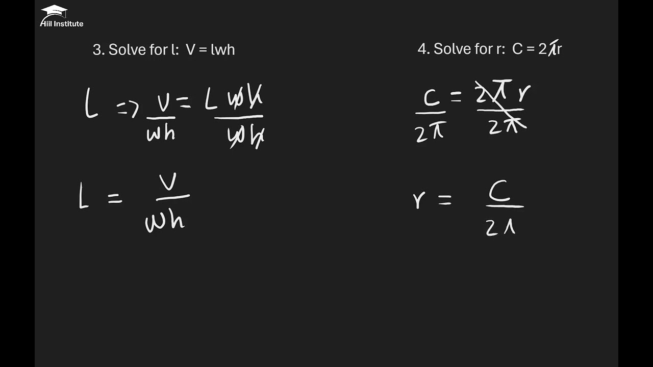 Algebra - 3.3 Solve for l: V = lwh | Part 2 | Xisaab | Af Somali