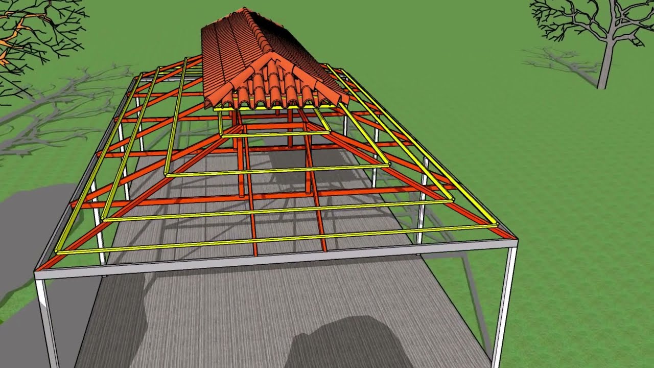 Techo de Cuatro aguas con estructura metálica tejados