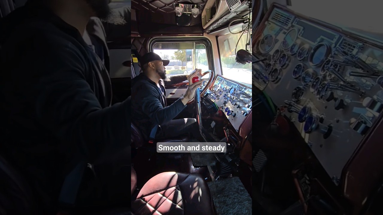 smooth operator 😎 #trucking #truckdriver #peterbilt #jakebrake #largecar #caterpillar #viral #smooth