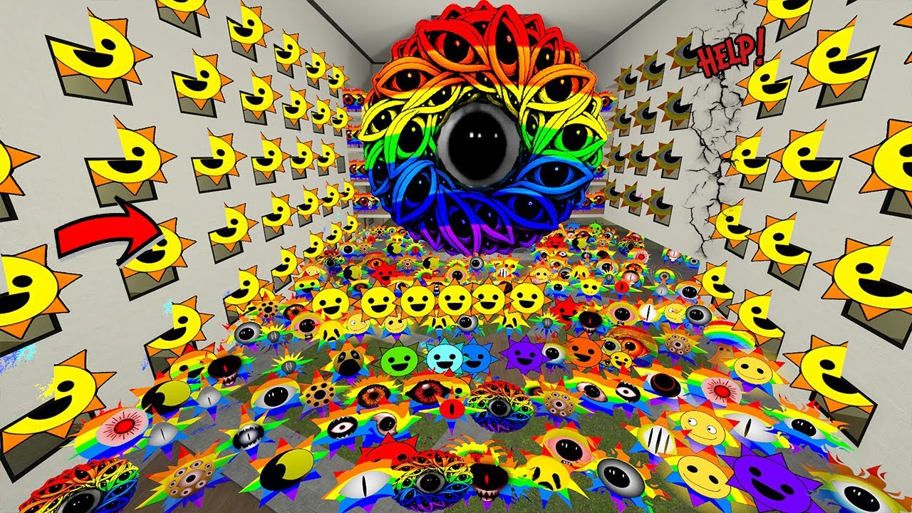 Giant RAINBOW Sprunki MR SUN PHASE UNKNOWN wants me to HELP! Full HOTEL of ANGRY Nextbots in Gmod