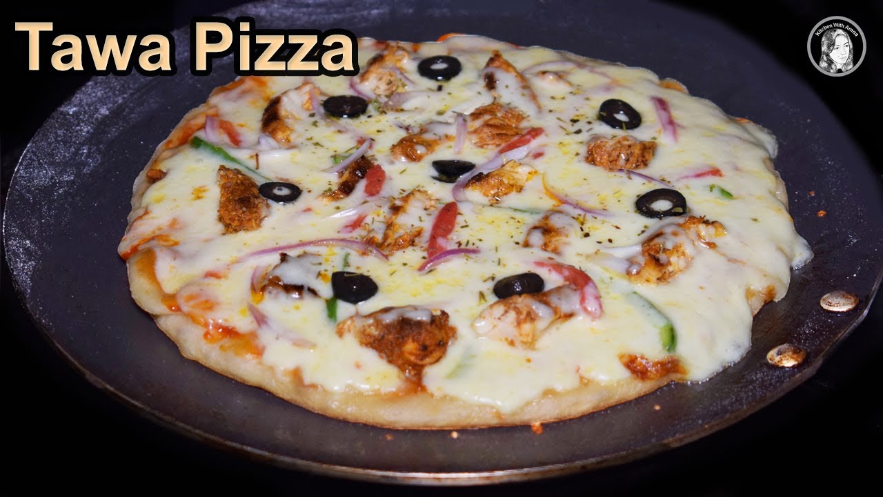 Tawa Pizza Without Yeast - Chicken Tikka Pizza Without Oven - Quick and Easy Pizza Recipe