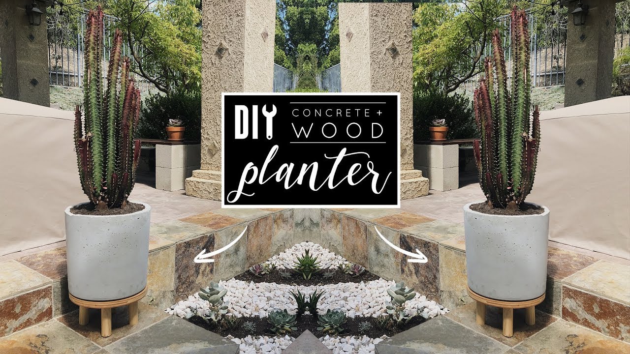 DIY Easy Concrete + Wood Planter