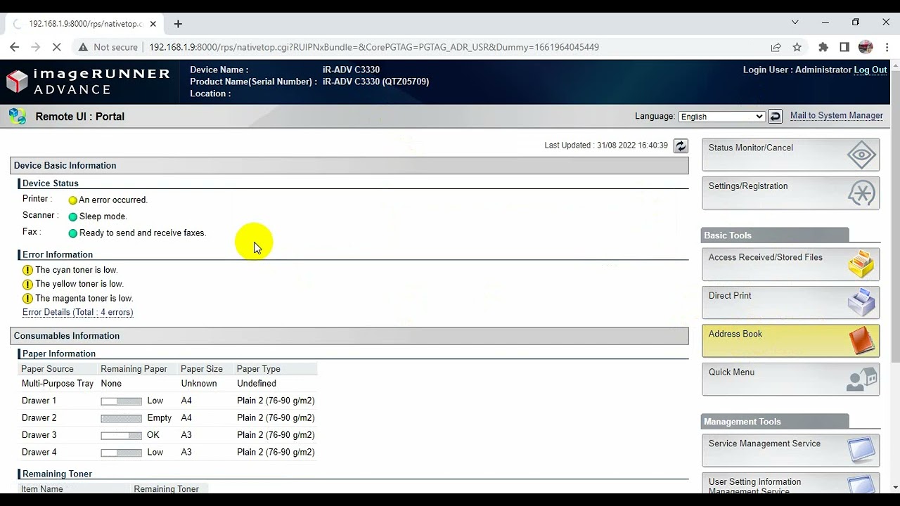 How to Scan document from printer to computer Canon C3330i/C5035i/5235i