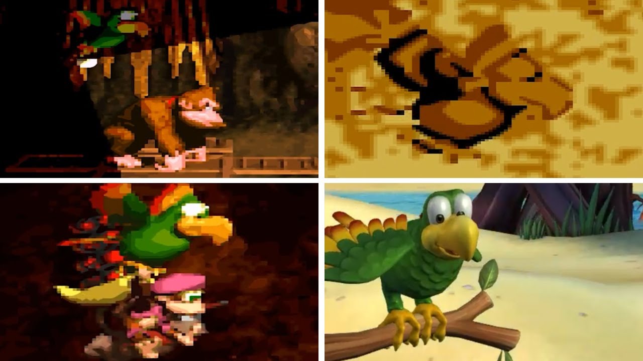 Evolution of - Squawks the Parrot in Donkey Kong Country 2D Jump'n'Run