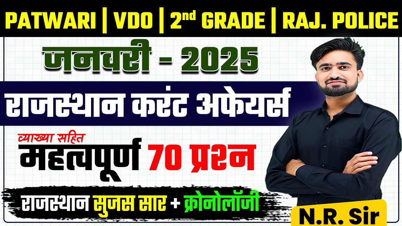 Rajasthan Current Affairs January 2025 ll Patwar REET VDO Current Affairs #NRSir #pbws