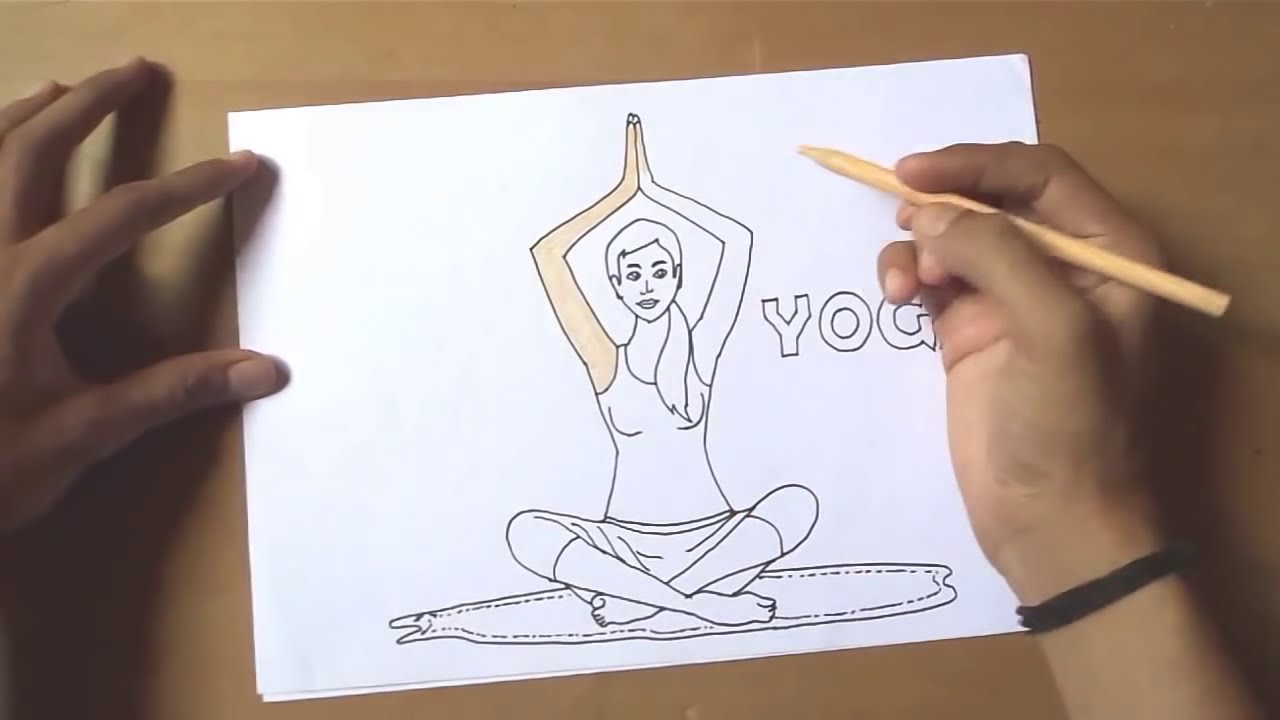 How to draw International Yoga Day 2018 - WORLD YOGA DAY