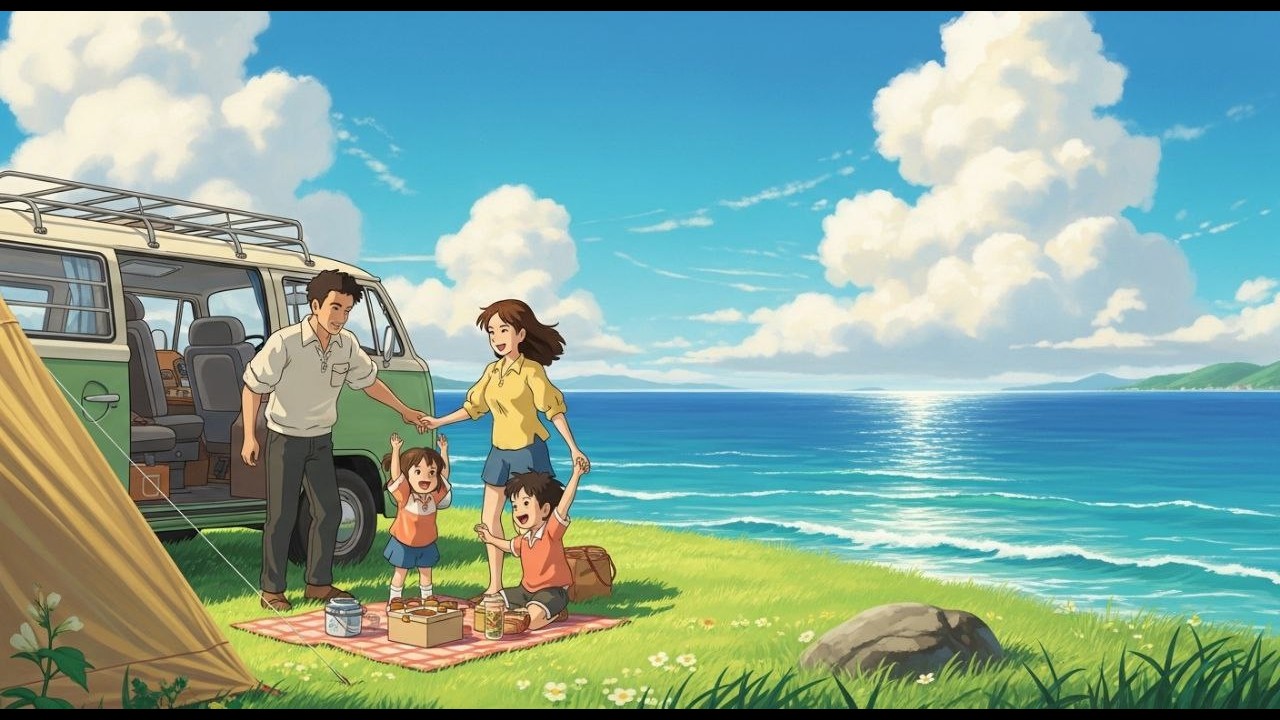 A Rainy Day in Our Mabile Home : Cozy Maments Together | Ghibli-Style Video