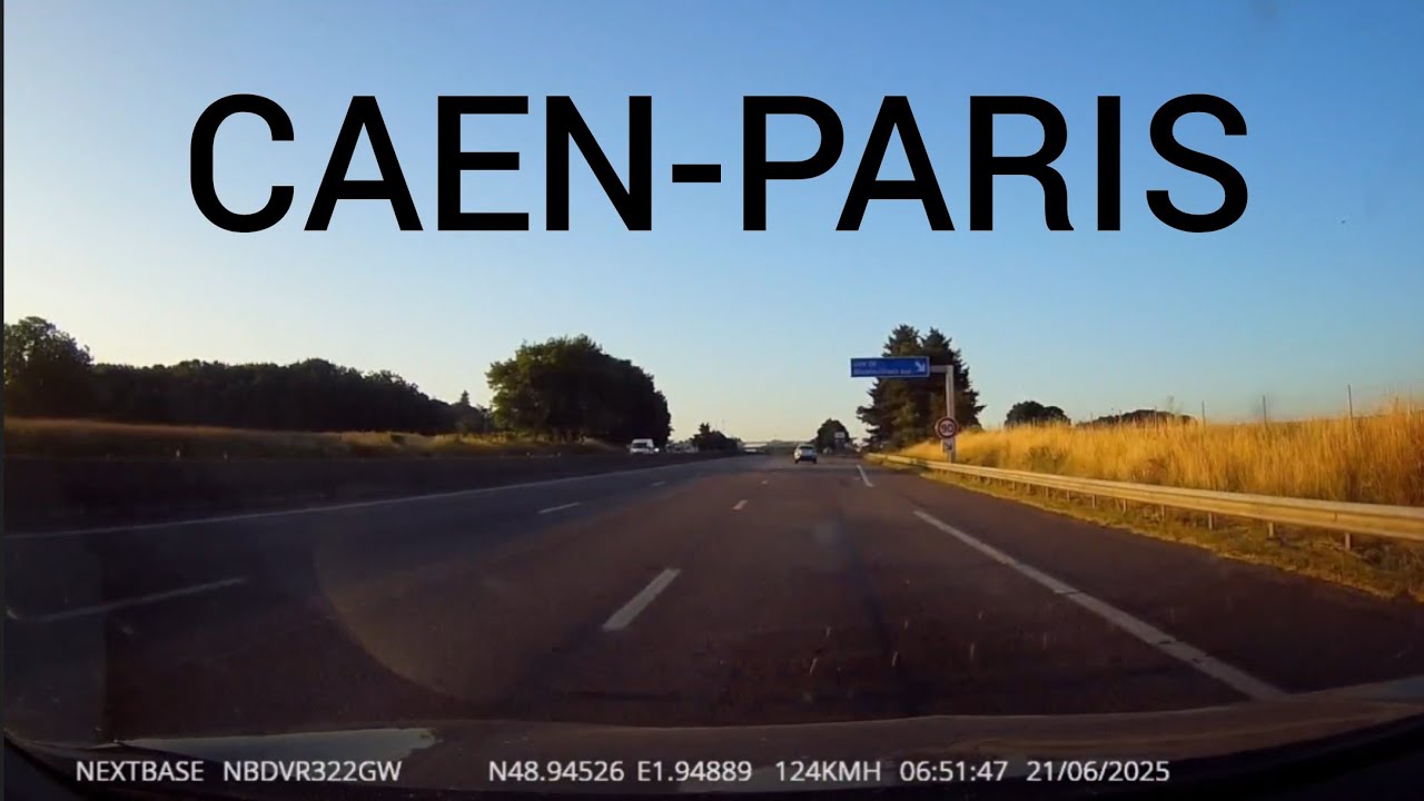 CAEN-PARIS en temps réel. DASHCAM 237km en 2h10 Autoroute A13.