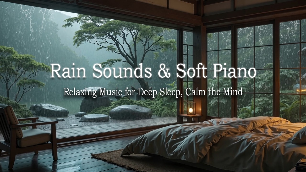 (No Ads) Rain Sounds & Soft Piano Music for Deep Sleep – Relaxing Healing Music to Calm the Mind