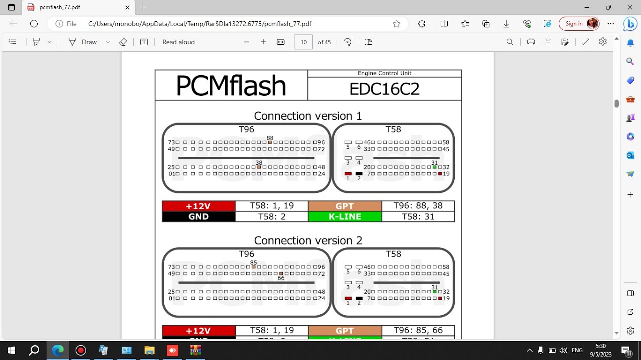 Pinout Pcmflash ตามโมดูล