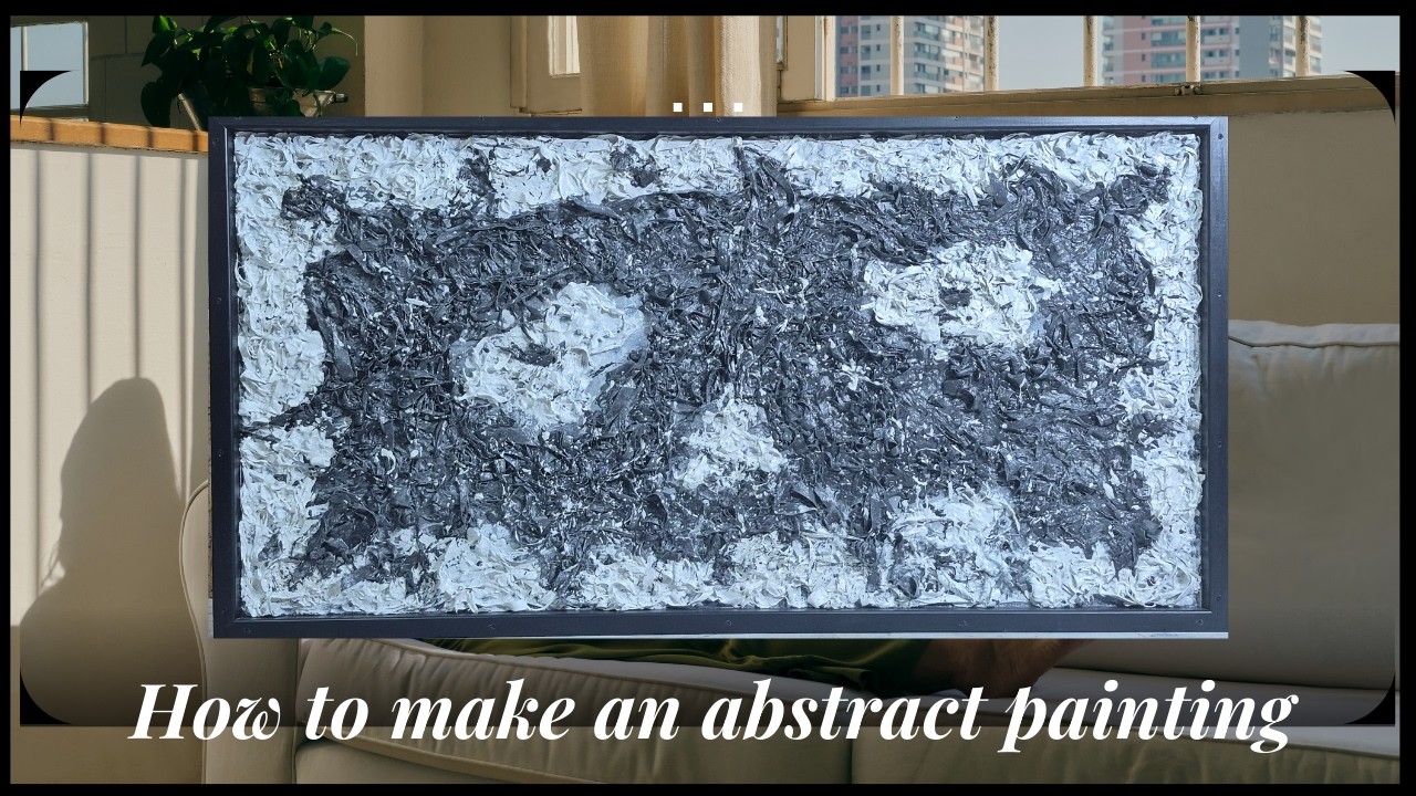 How to make an abstract painting from wood shavings and cement, DIY.