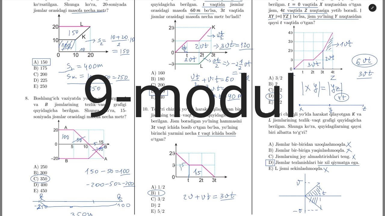 9-modul yechimlari. Turkcha Ayt-fizika tarjima kitobi