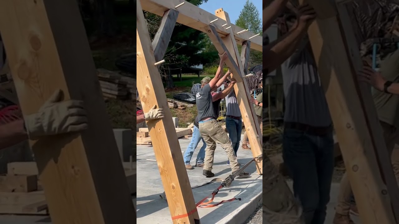 Timberframe Raising!!! #timberframe #joinery #timber #postandbeam #dewyacres