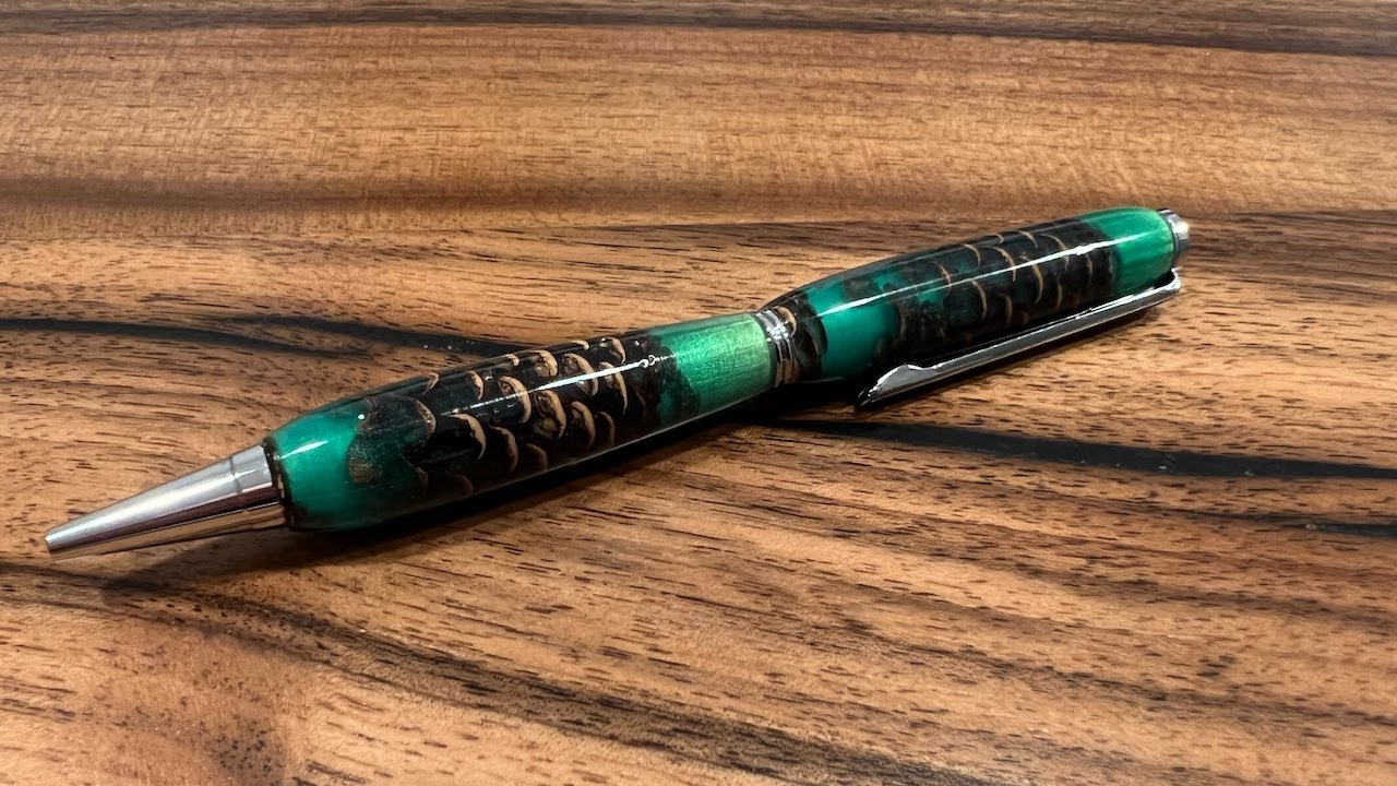 Turning a Slimline Pen with a Pine Cone Epoxy Pen Blank