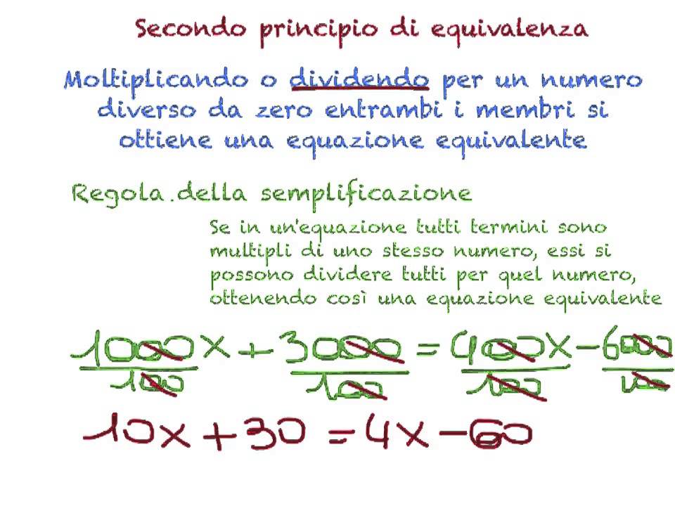 Equazioni di primo grado - Principi di equivalenza