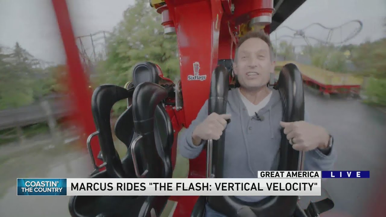 WGN's Marcus Leshock rides 'The Flash: Vertical Velocity' at Great America