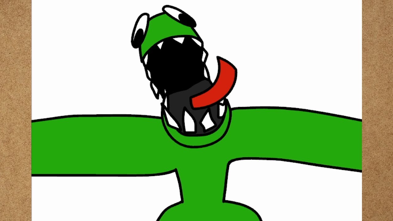 How to draw Green from Rainbow Friends jumpscare