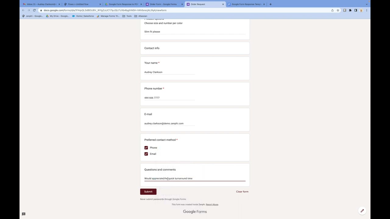 Export Google Forms Responses to PDF and save the file to Google Drive or Dropbox