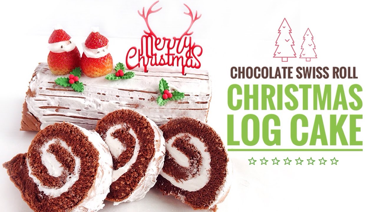 Christmas Log Cake | Chocolate Swiss Roll
