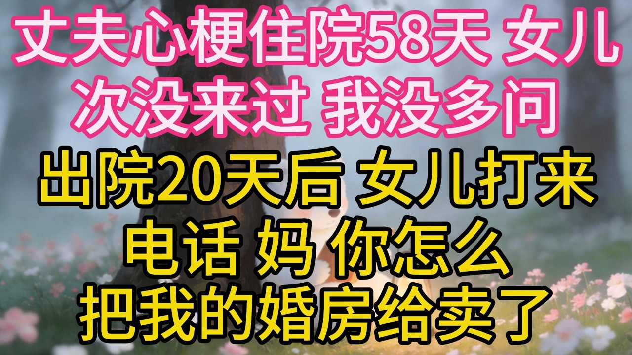 丈夫心梗住院58天，女兒一次沒來過，我沒多問，出院20天後，女兒打來電話：媽，你怎麼把我的婚房給賣了