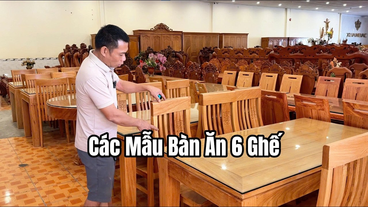 Các Mẫu Bàn Ăn 6 Ghế Gỗ Gõ Đỏ , 6 Ghế Gỗ Hương Đá #dogoxuanbac