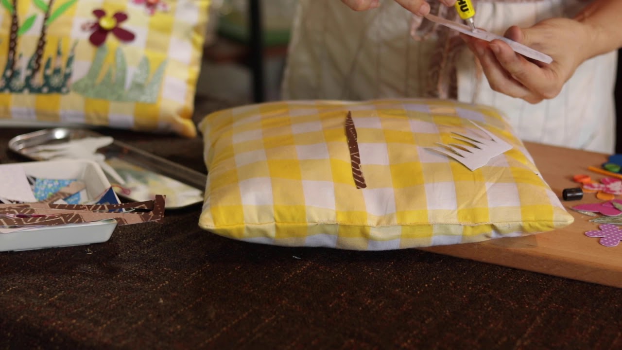 How to make a fun pillow using all kinds of recycled fabric scraps