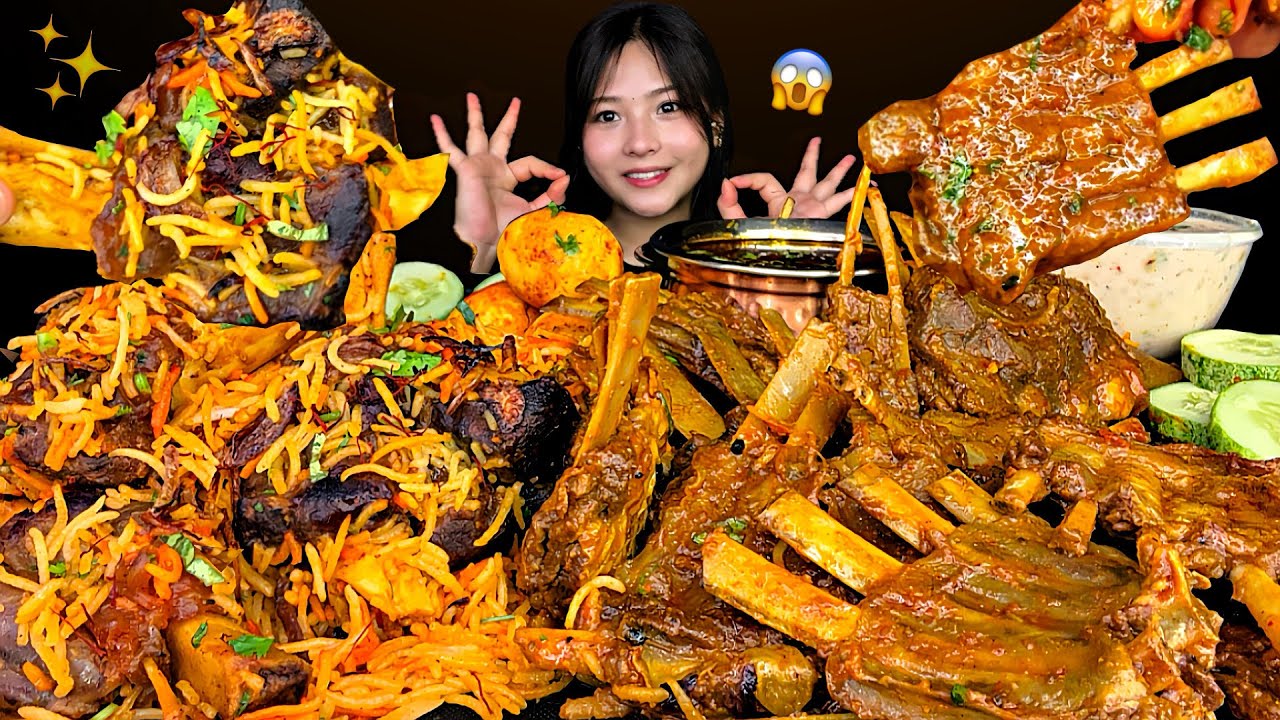 MASSIVE MUTTON FEAST | EATING SPICY MUTTON BIRYANI🔥1.5KG SPICY MUTTON RIBS + EXTRA GRAVY | #mikasa