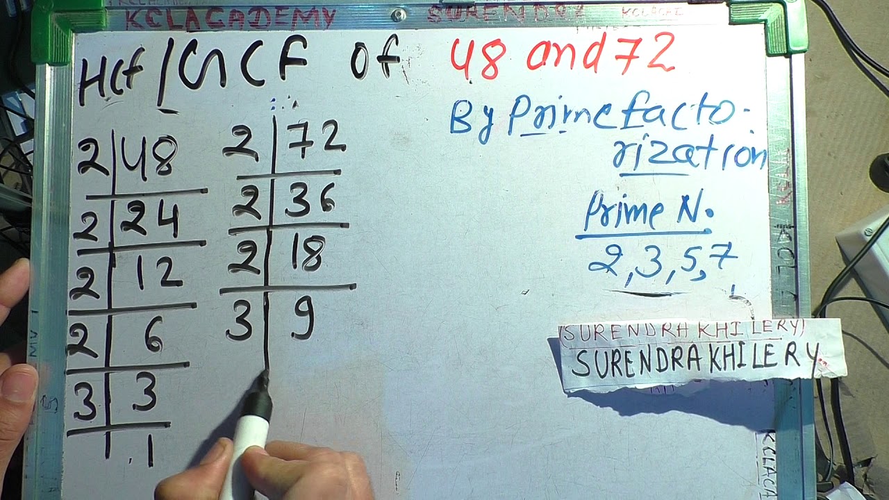 gcf of 48 and 72 In Hindi | Surendra Khilery | Lcm And Hcf | Prime Factorisation Method