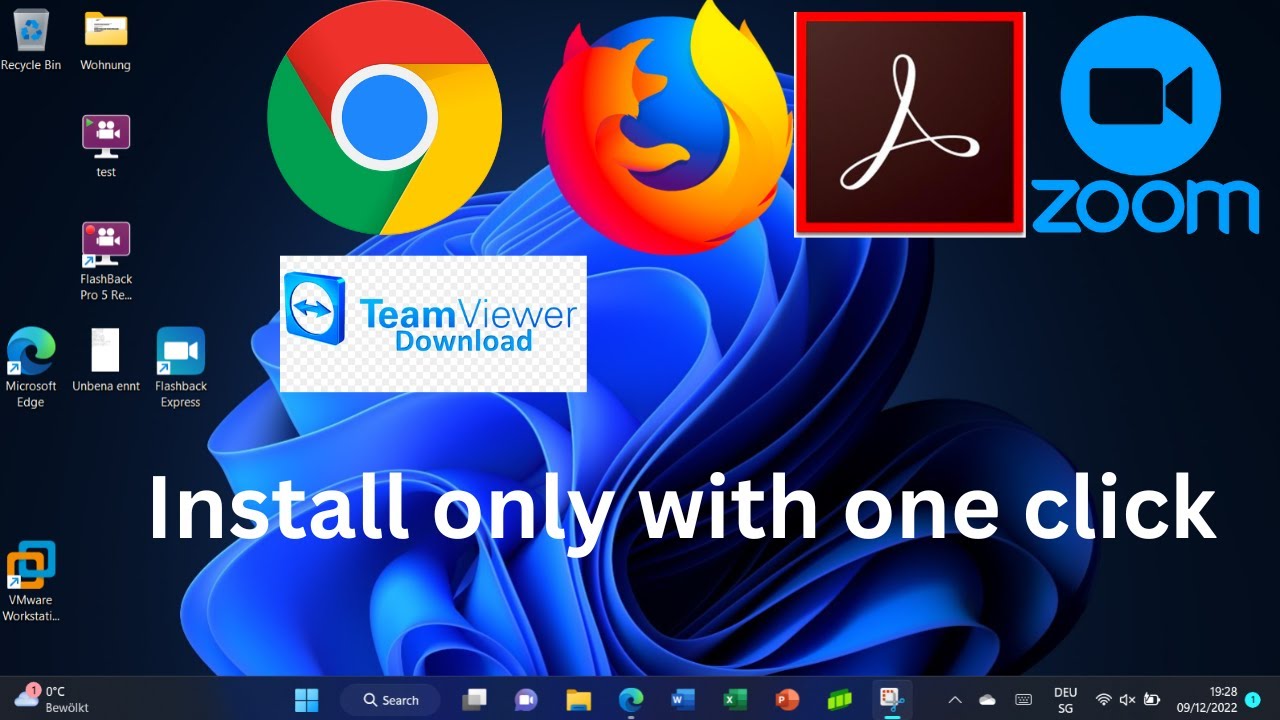 Dwonload and install Google Chrome | Firefox | Foxit Reader | Teamviewer | Zoom only with one click