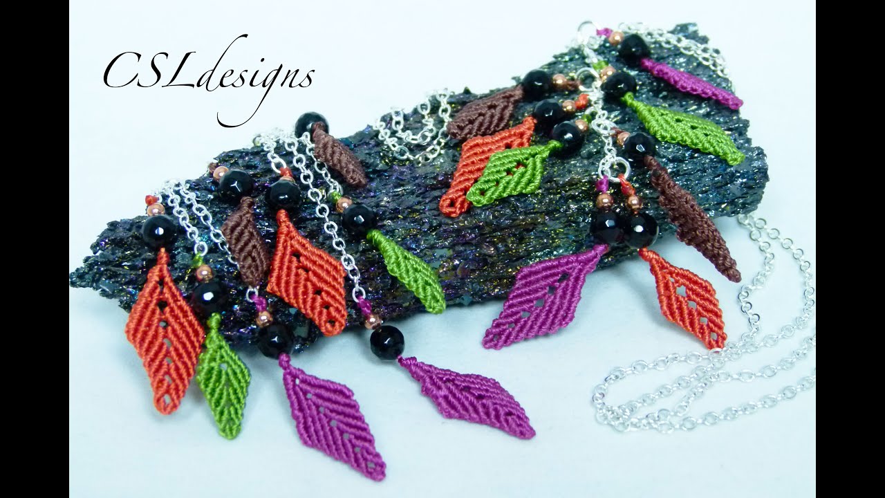 Autumn leaves macrame earrings/necklace